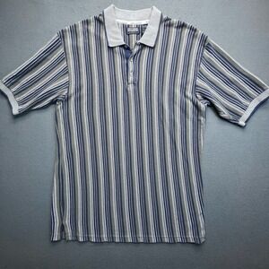 VTG Britannia Levi Strauss Men Polo Shirt Striped Cotton XL Y2K Dadcore Normcore